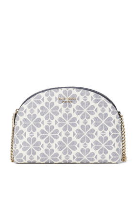 Spade Flower Coated Canvas Double-Zip Dome Crossbody